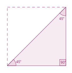 A 45-45-90 triangle can be formed by cutting a square in half.