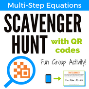 Multi-Step Equations Scavenger Hunt with QR Codes
