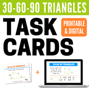 30-60-90 Triangles Task Cards - printable and digital Boom Cards
