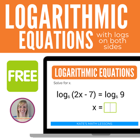 Solving Logarithmic Equations with logs on both sides free digital activity