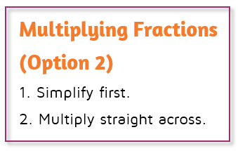 Alternate rule for multiplying fractions. Simplify first and then multiply.