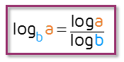 Simplified change of base formula for common logs.