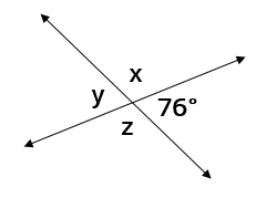 Vertical angles practice problem. Find missing angles given one angle.
