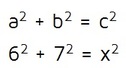 Plugging in values of a, b, and c into the Pythagorean Theorem.