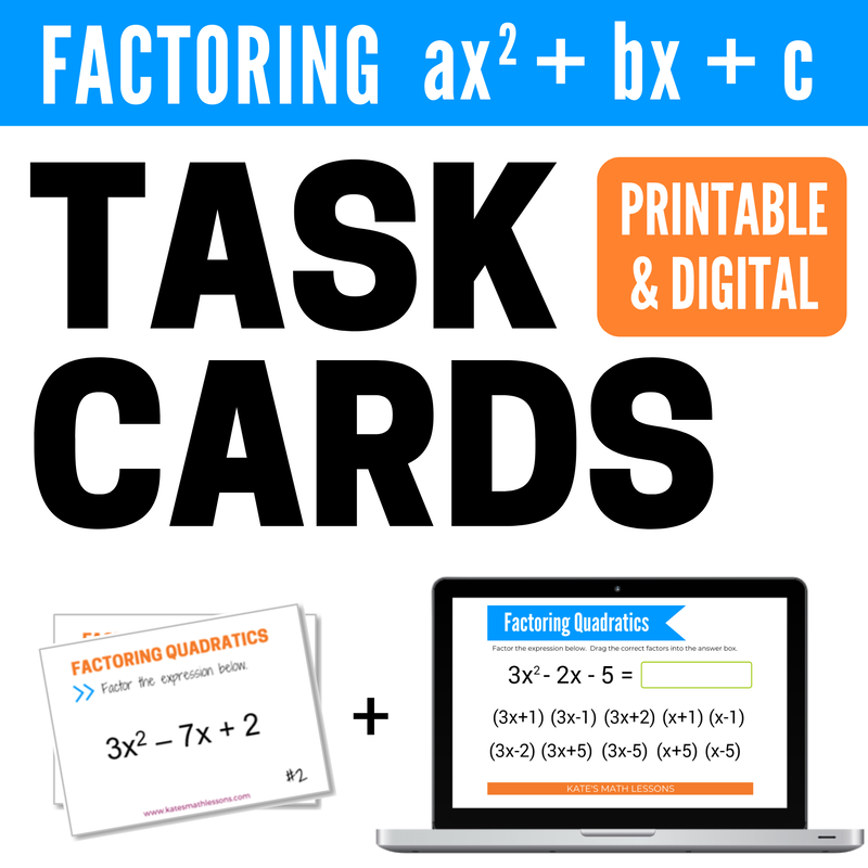 Factoring Quadratics Task Cards and Boom Cards