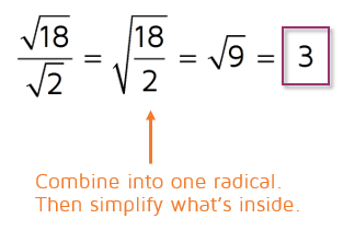 How to simplify an expression with division of radicals.