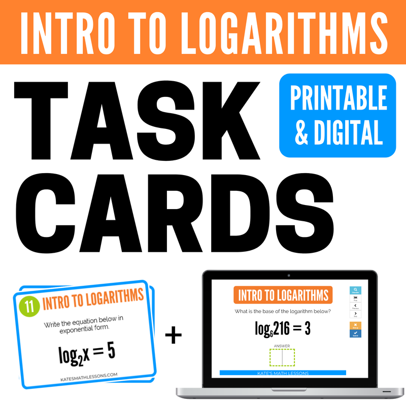 Intro to Logarithms Task Cards