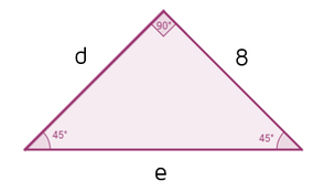 Practice problem: Find the missing sides of the 45-45-90 triangle.