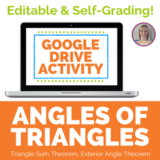 Missing Angles in Triangles Digital Activity for Google Drive.  Triangle Sum Theorem and Exterior Angle Thm.  Great for distance learning!