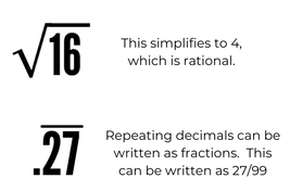 Examples of rational numbers (irrational number non examples)
