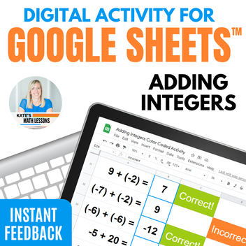 Free Math Activity for Google Sheets Adding Integers