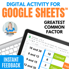 Greatest Common Factor - Finding the GCF digital math activity for Google Sheets