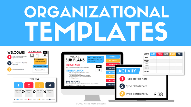 Digital Organizational Templates for Teachers  Google Slides Agendas Sub Plans Graphic Organizers Classroom Management