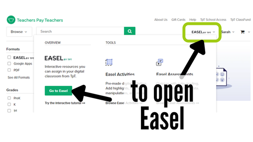 How to open Easel activities in TpT