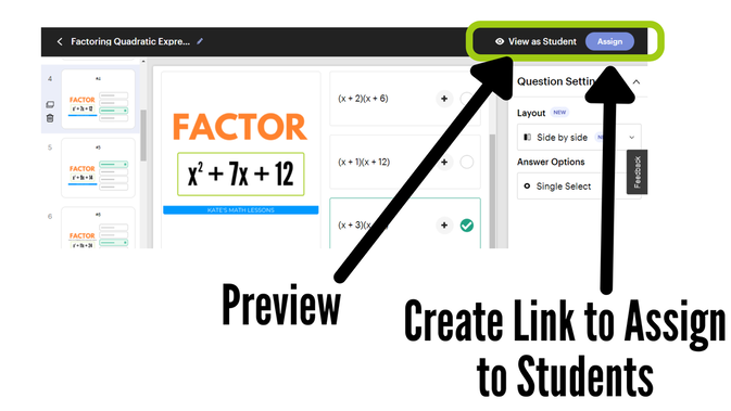 How to preview and assign digital activities in Easel Assessments on TpT