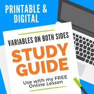 Solving Equations with Variables on Both Sides Printable and Digital Study Guide