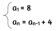 Example of a recursive formula for an arithmetic sequence.