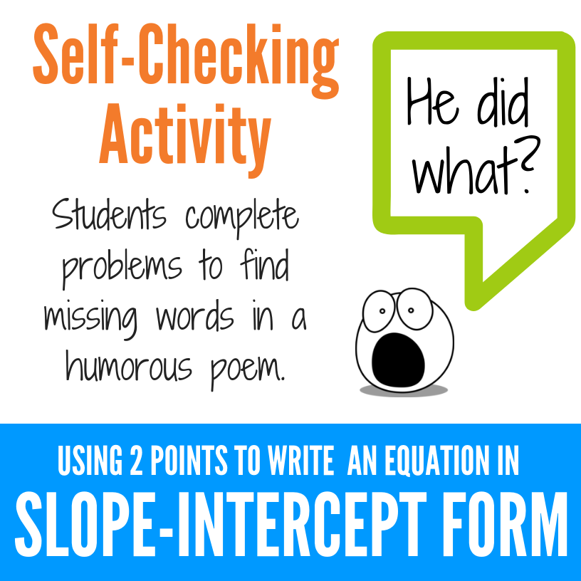 Using Two Points To Write An Equation In Slope Intercept Form Kate S Math Lessons